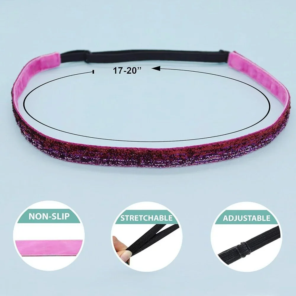 FROG SAC 6 Adjustable Glitter Headbands for Girls